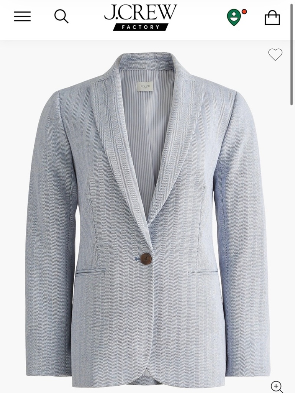 J. Crew Light Blue Herringbone Single-Button Blazer